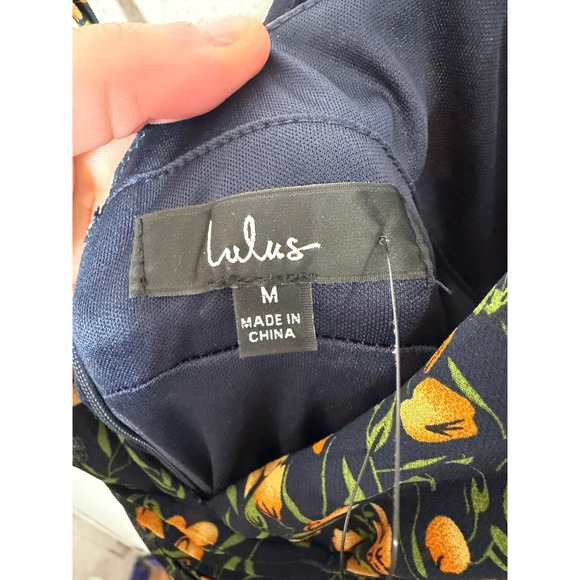 Lulus Full of Joy Maxi Dress Women Size M Navy Blue Floral Chiffon Formal Party - Picture 3 of 8